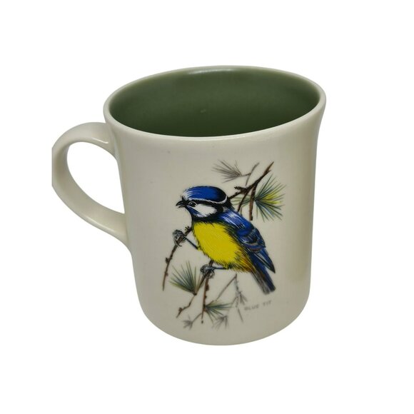 VTG Bird Coffee Mug Set of 3 Goldfinch, Cardinal Chickadee, Cream & Green, 4.75" - Picture 10 of 11